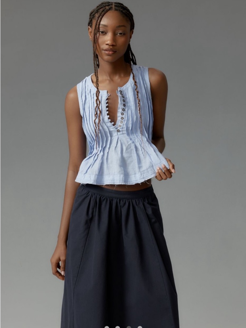 NWT Anthropologie Lottie Pleated Linen Tank - Picture 3 of 5